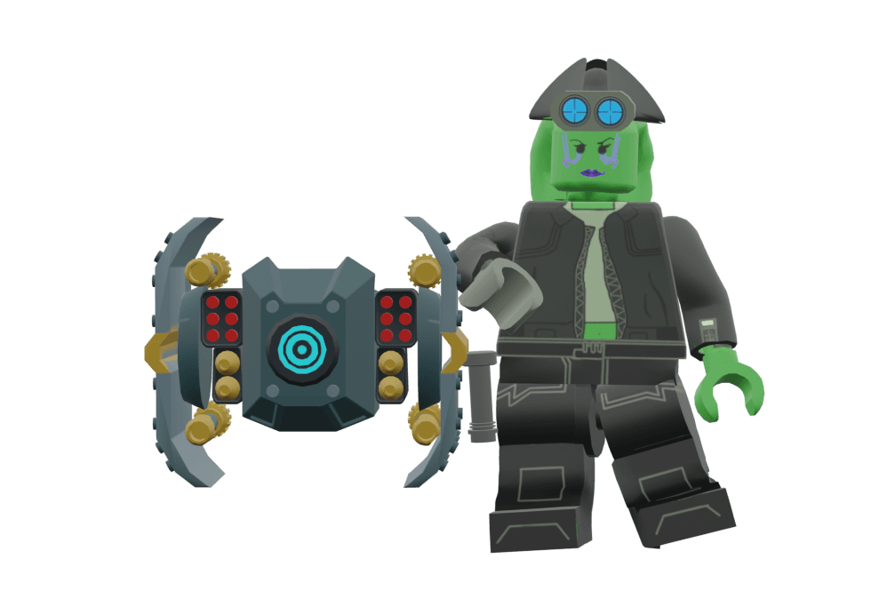 Bix, Starfall Rebellion's main character, and an enemy drone.